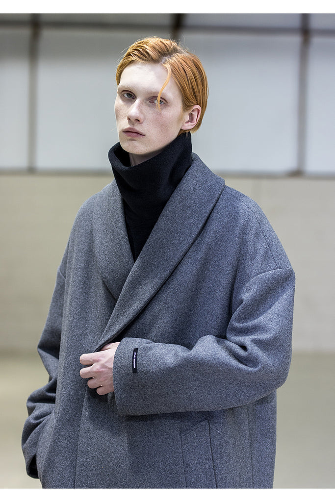 メスノウン(MASSNOUN) SHAWL COLLAR OVERSIZED DOUBLE COAT MFNCT003-GY