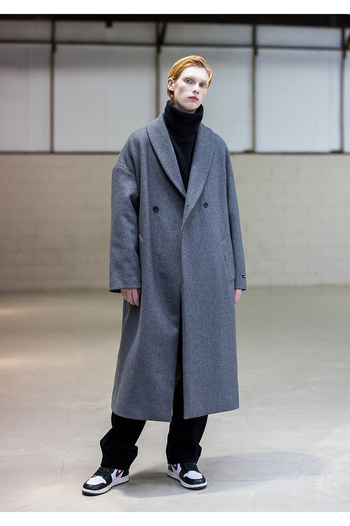 メスノウン(MASSNOUN) SHAWL COLLAR OVERSIZED DOUBLE COAT MFNCT003-GY