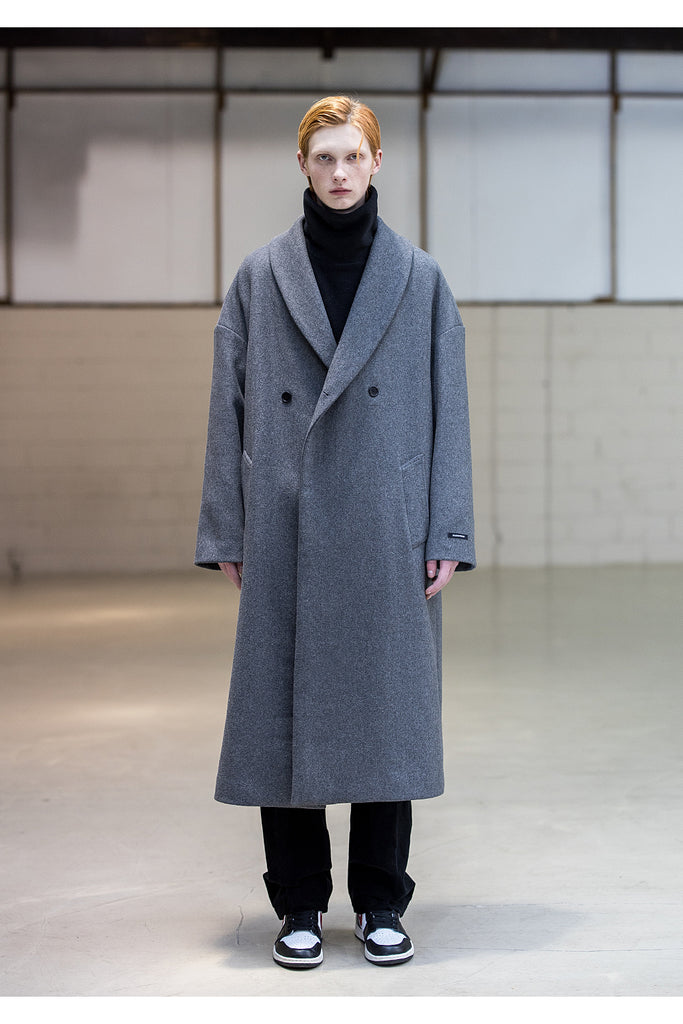 メスノウン(MASSNOUN) SHAWL COLLAR OVERSIZED DOUBLE COAT MFNCT003-GY
