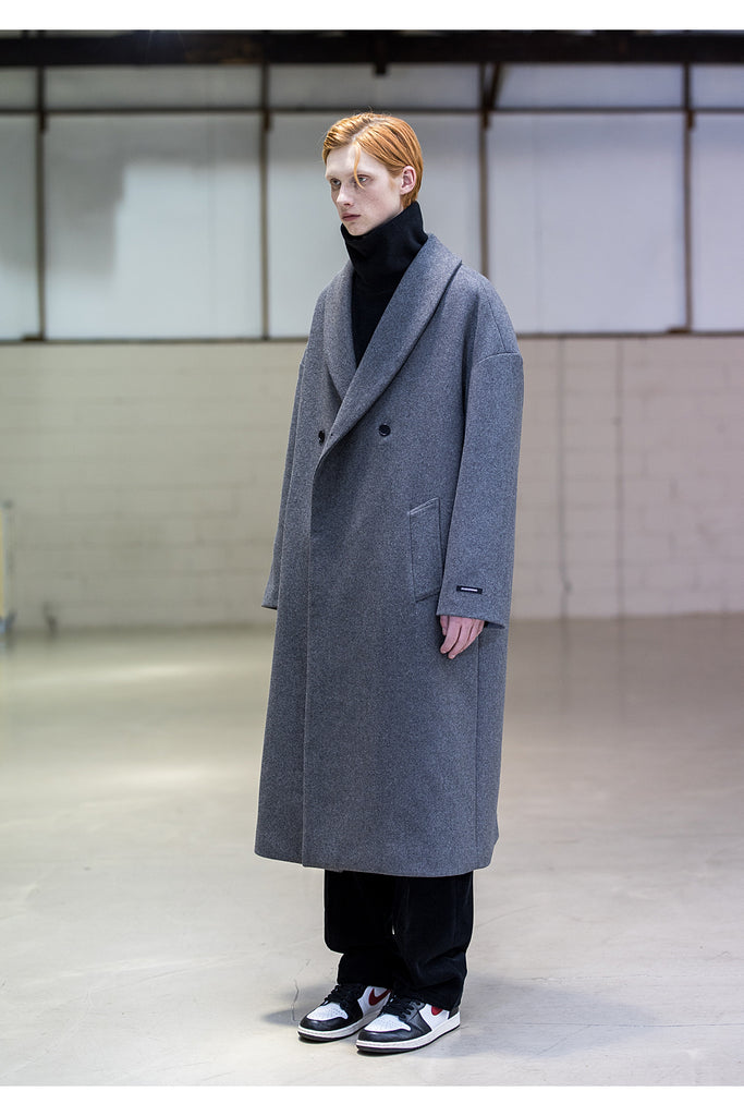 メスノウン(MASSNOUN) SHAWL COLLAR OVERSIZED DOUBLE COAT MFNCT003-GY