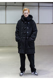 メスノウン(MASSNOUN) BOA FLEECE BONDED OVERSIZED DUFFEL COAT MFNCT004-BK