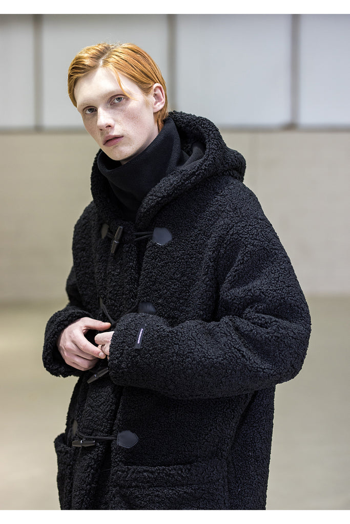 メスノウン(MASSNOUN) BOA FLEECE BONDED OVERSIZED DUFFEL COAT MFNCT004-BK