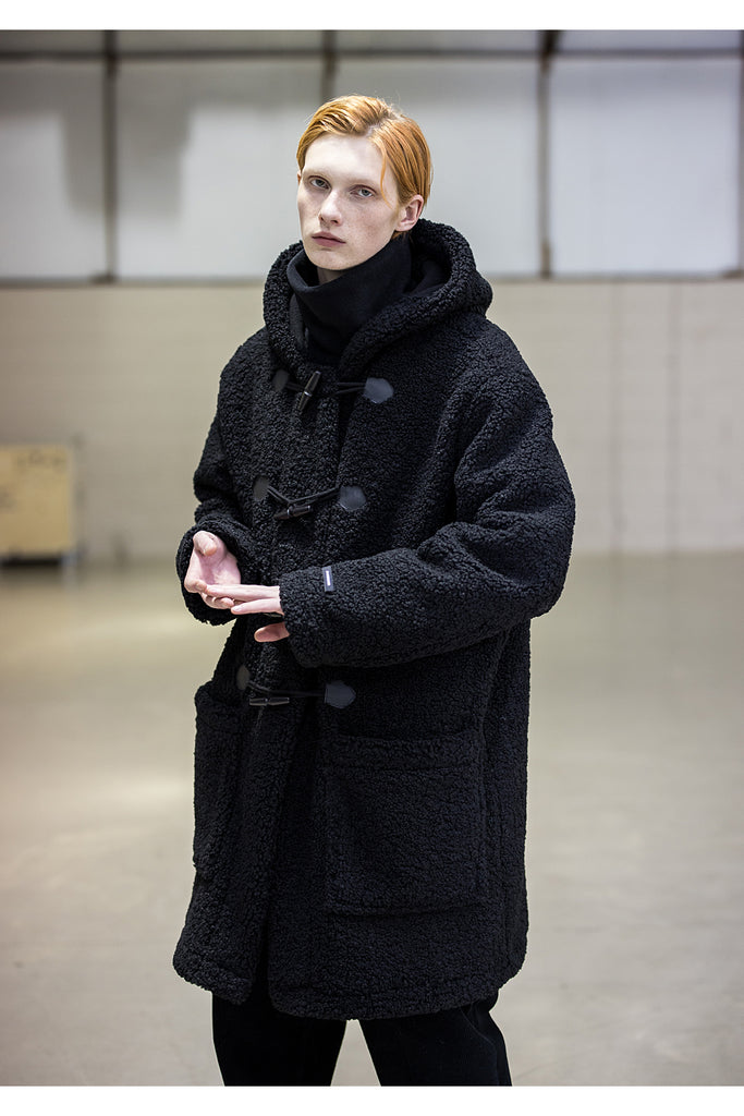 メスノウン(MASSNOUN) BOA FLEECE BONDED OVERSIZED DUFFEL COAT MFNCT004-BK
