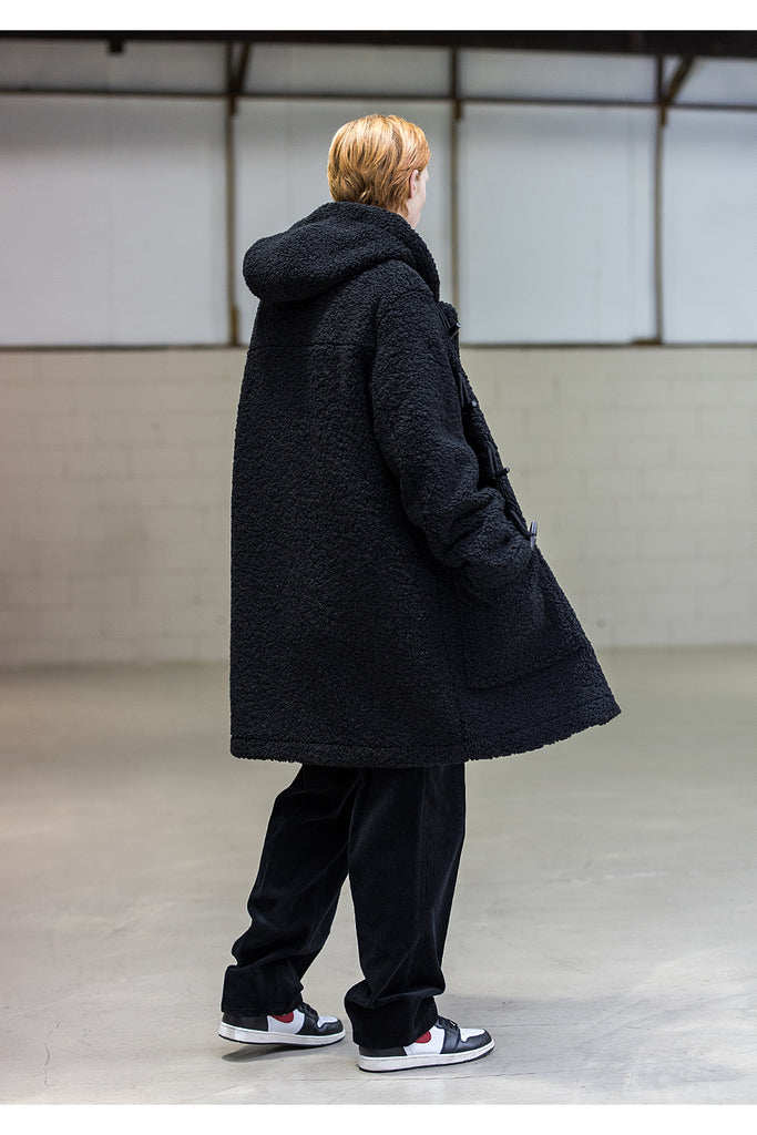 メスノウン(MASSNOUN) BOA FLEECE BONDED OVERSIZED DUFFEL COAT MFNCT004-BK