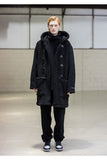 メスノウン(MASSNOUN) BOA FLEECE BONDED OVERSIZED DUFFEL COAT MFNCT004-BK