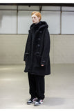 メスノウン(MASSNOUN) BOA FLEECE BONDED OVERSIZED DUFFEL COAT MFNCT004-BK