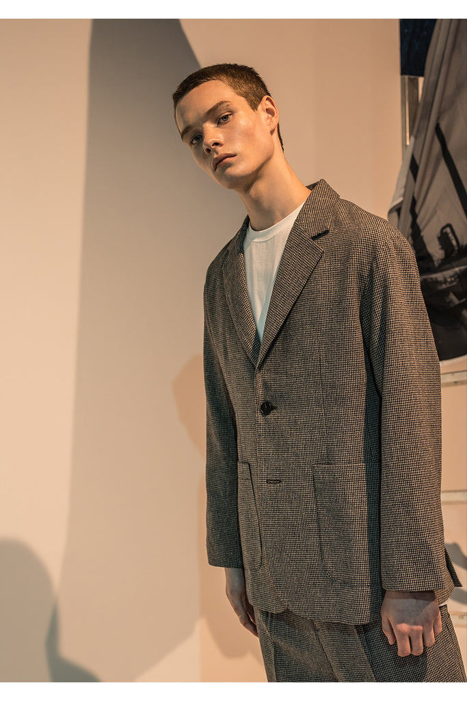 メスノウン(MASSNOUN)  TWO BUTTON CHECK JACKET MFNJK002-DG