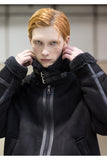 メスノウン(MASSNOUN)LEATHER STRAP OVERSIZED SUEDED MOUTON JACKET MFNJK004-BK
