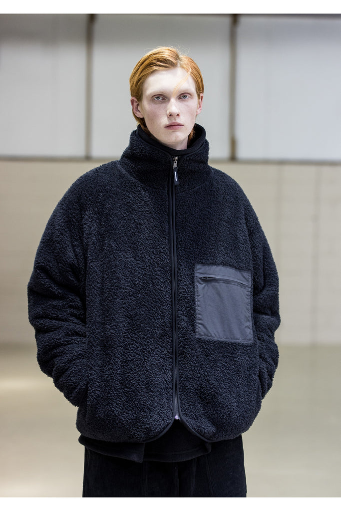 メスノウン(MASSNOUN)SL LOGO WHALE REVERSIBLE DOUBLE SOFT WOOL JUMPER MFNZP003-BK