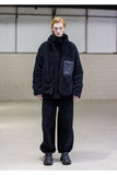 メスノウン(MASSNOUN)SL LOGO WHALE REVERSIBLE DOUBLE SOFT WOOL JUMPER MFNZP003-BK