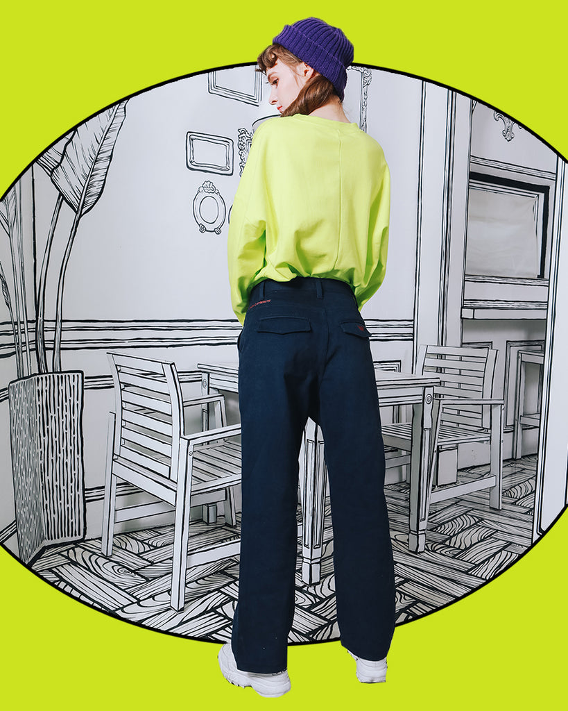 ダブルユーブイプロジェクト(WV PROJECT) MODA WIDE PANTS NAVY MJLP7220