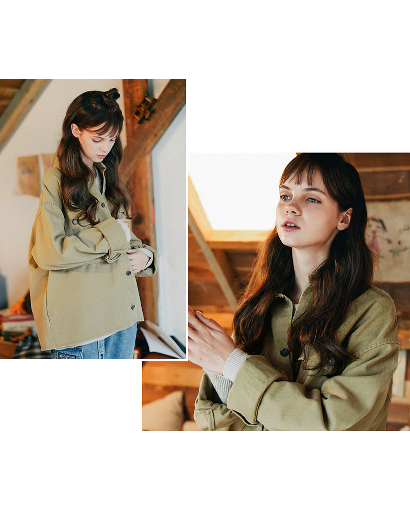 ダブルユーブイプロジェクト(WV PROJECT)EVELYN SHIRT JACKET DARK BEIGE MJLS7308
