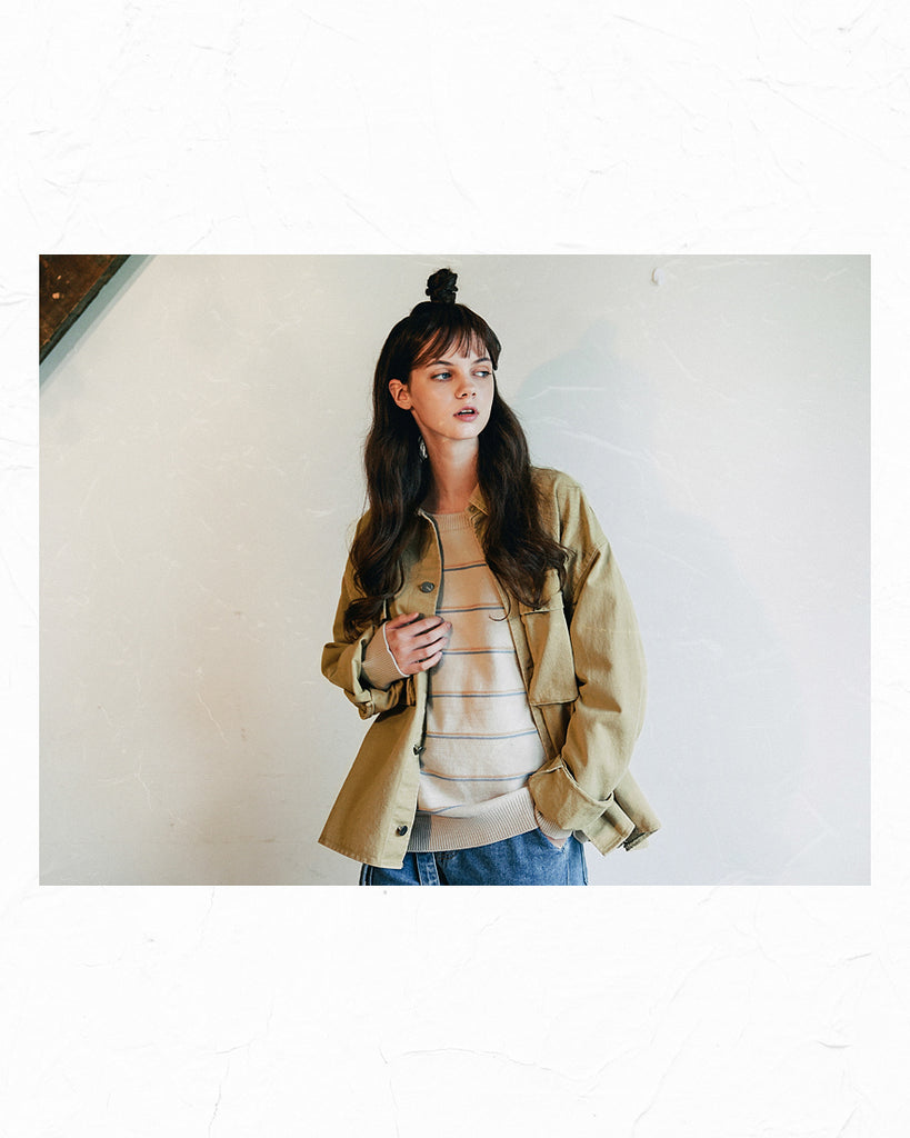 ダブルユーブイプロジェクト(WV PROJECT)EVELYN SHIRT JACKET DARK BEIGE MJLS7308