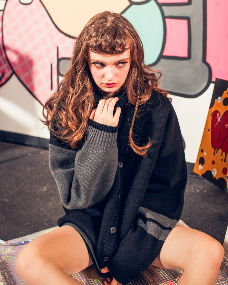 ダブルユーブイプロジェクト(WV PROJECT) LOOSE TOUCH CARDIGAN BLACK MJOT7117