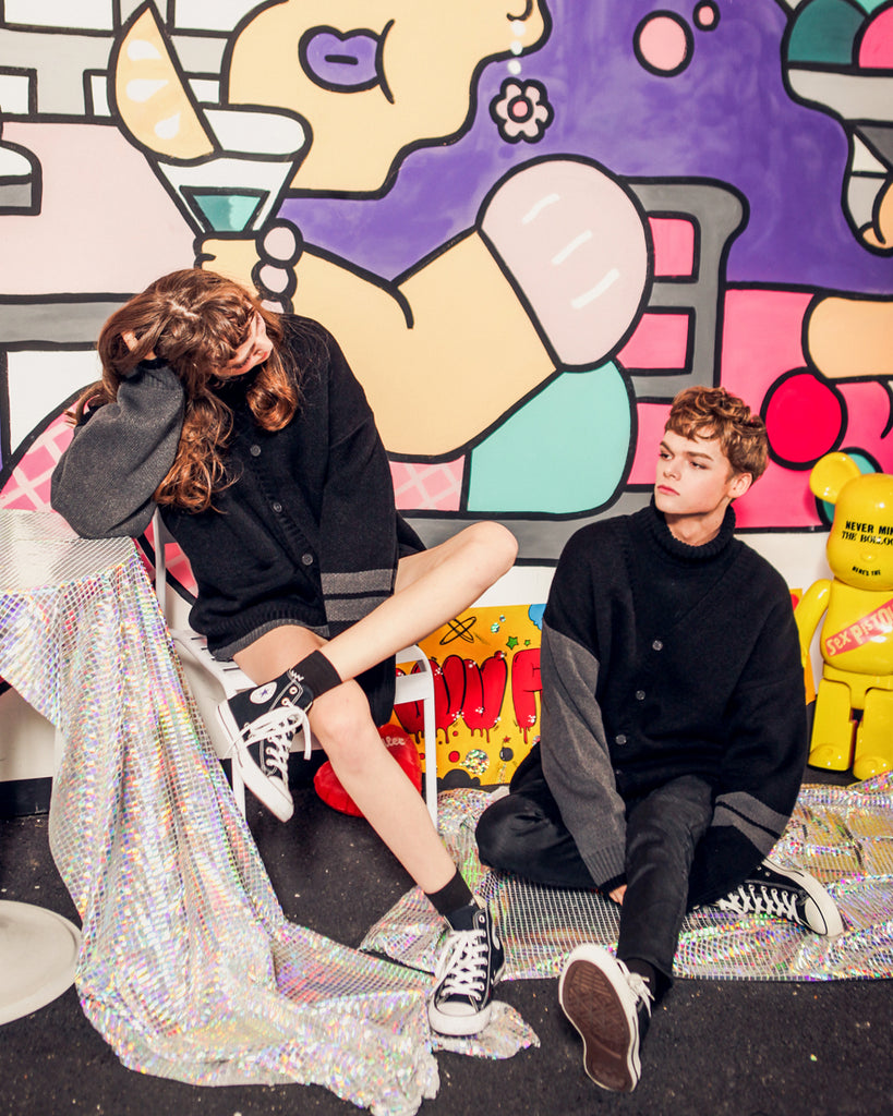 ダブルユーブイプロジェクト(WV PROJECT) LOOSE TOUCH CARDIGAN BLACK MJOT7117