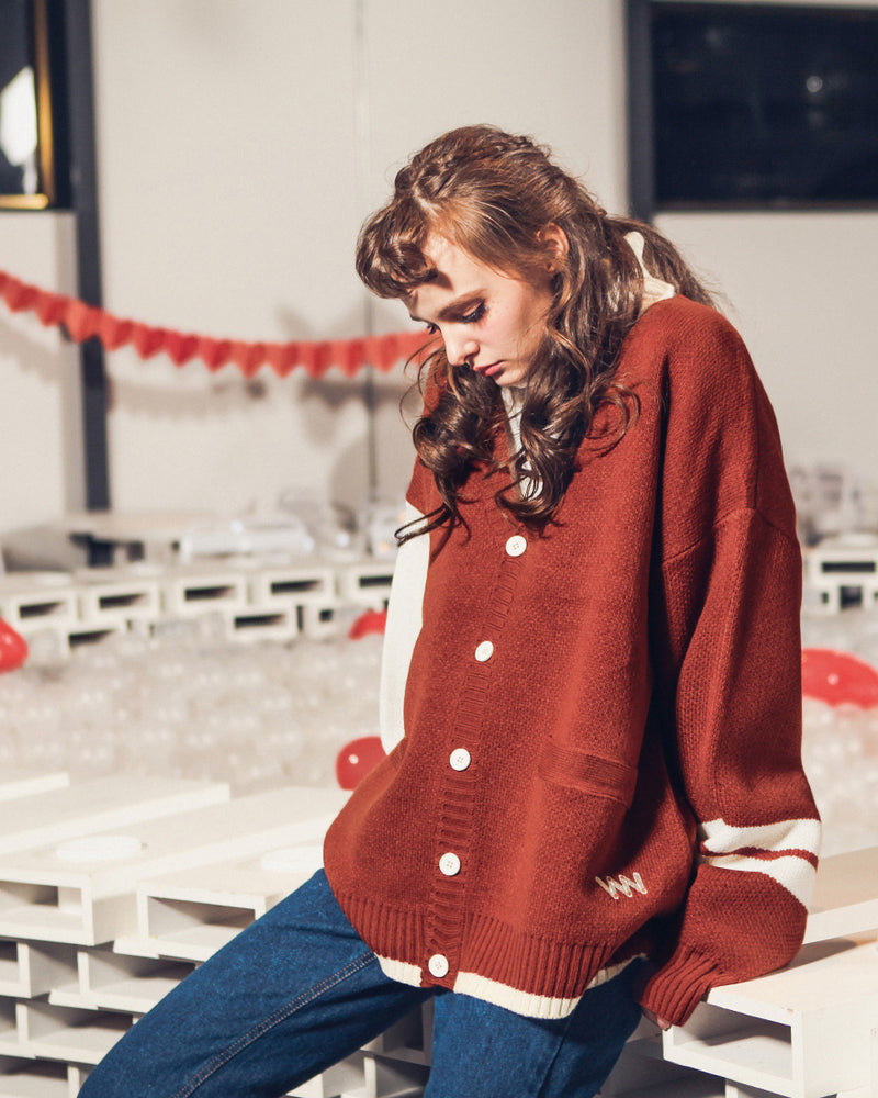 ダブルユーブイプロジェクト(WV PROJECT) LOOSE TOUCH CARDIGAN DARKORANGE MJOT7117