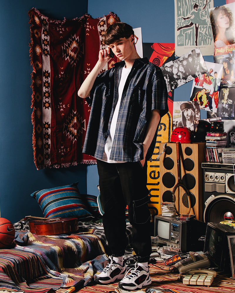 ダブルユーブイプロジェクト(WV PROJECT) LOOK CHECK SHIRT NAVY MJSS7261