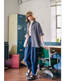 ダブルユーブイプロジェクト(WV PROJECT) Ritz Stripe Short-Sleeved Shirt Blue Gray MJSS7506