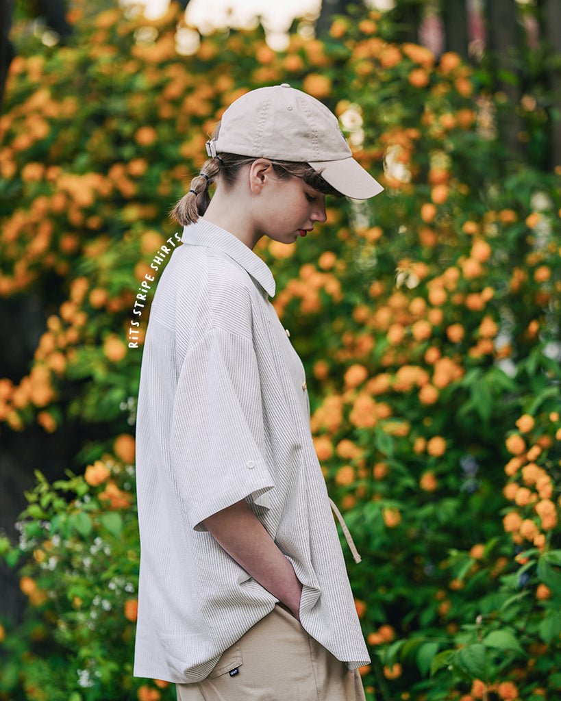ダブルユーブイプロジェクト(WV PROJECT) Ritz Stripe Short-Sleeved Shirt Ivory MJSS7506
