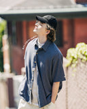 ダブルユーブイプロジェクト(WV PROJECT) Ritz Stripe Short-Sleeved Shirt Blue Gray MJSS7506