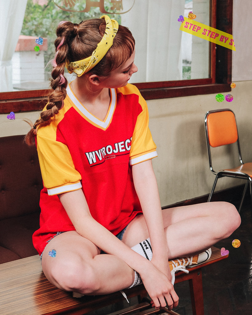 ダブルユーブイプロジェクト(WV PROJECT) V BLOCK SHORT SLEEVE RED MJST7173