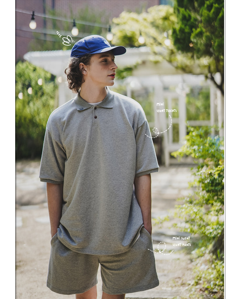 ダブルユーブイプロジェクト(WV PROJECT) Mini Collar Short-Sleeved T-shirt Grey MJST7497