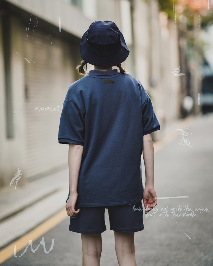 ダブルユーブイプロジェクト(WV PROJECT) Mini Collar Short-Sleeved T-shirt Navy MJST7497