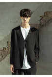 マスノウン(MASSNOUN)  COLLARLESS OVERSIZED BLAZER JACKET MSOJK005-BK
