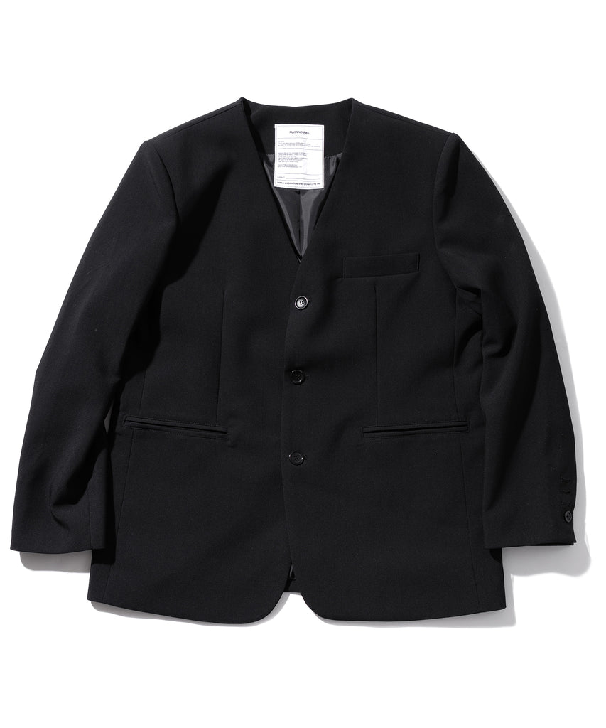 マスノウン(MASSNOUN)  COLLARLESS OVERSIZED BLAZER JACKET MSOJK005-BK