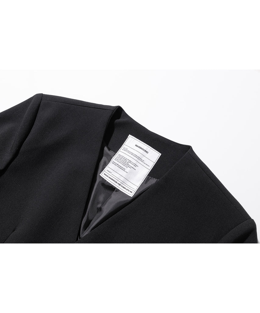 マスノウン(MASSNOUN)  COLLARLESS OVERSIZED BLAZER JACKET MSOJK005-BK