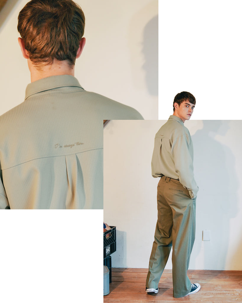 ダブルユーブイプロジェクト(WV PROJECT) Dare Herringbone Long Shirt BEIGE SYLS7328