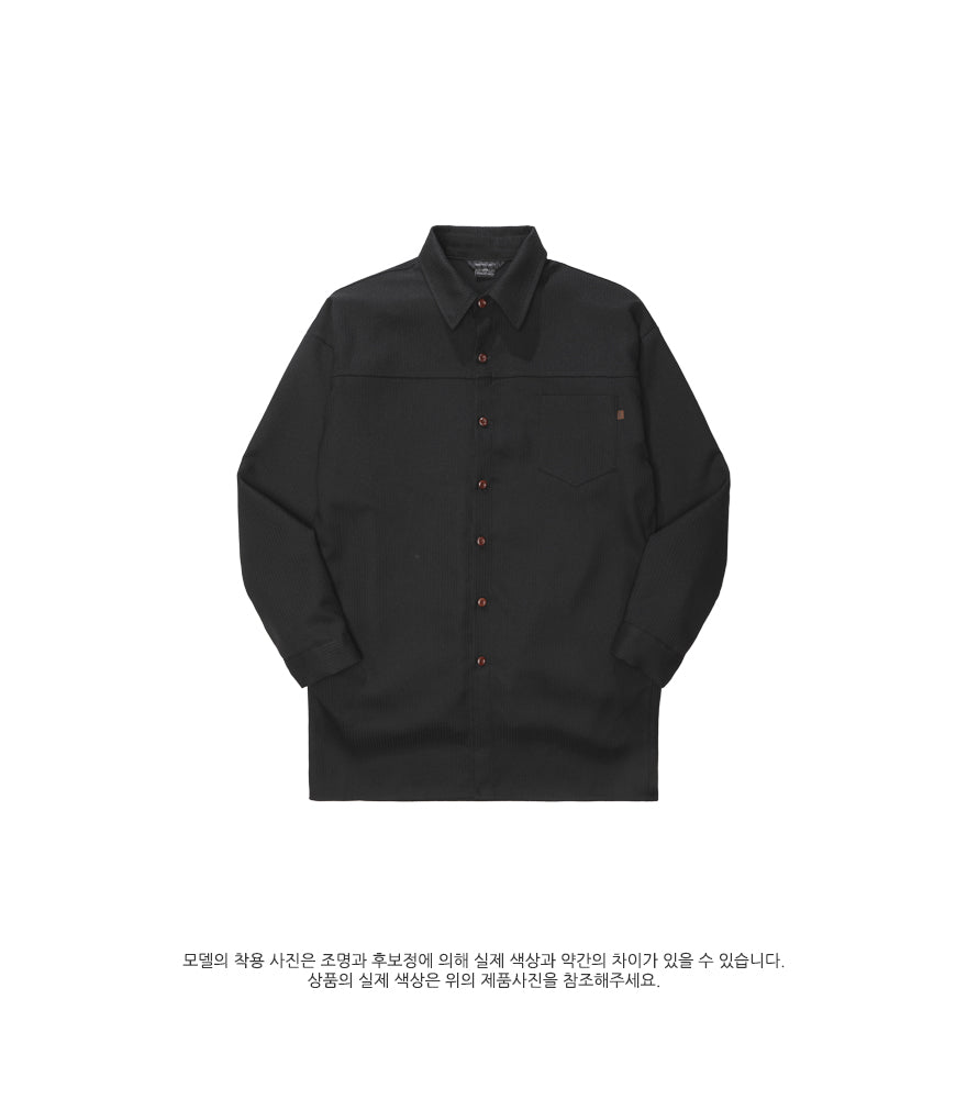 ダブルユーブイプロジェクト(WV PROJECT) Dare Herringbone Long Shirt BLACK SYLS7328