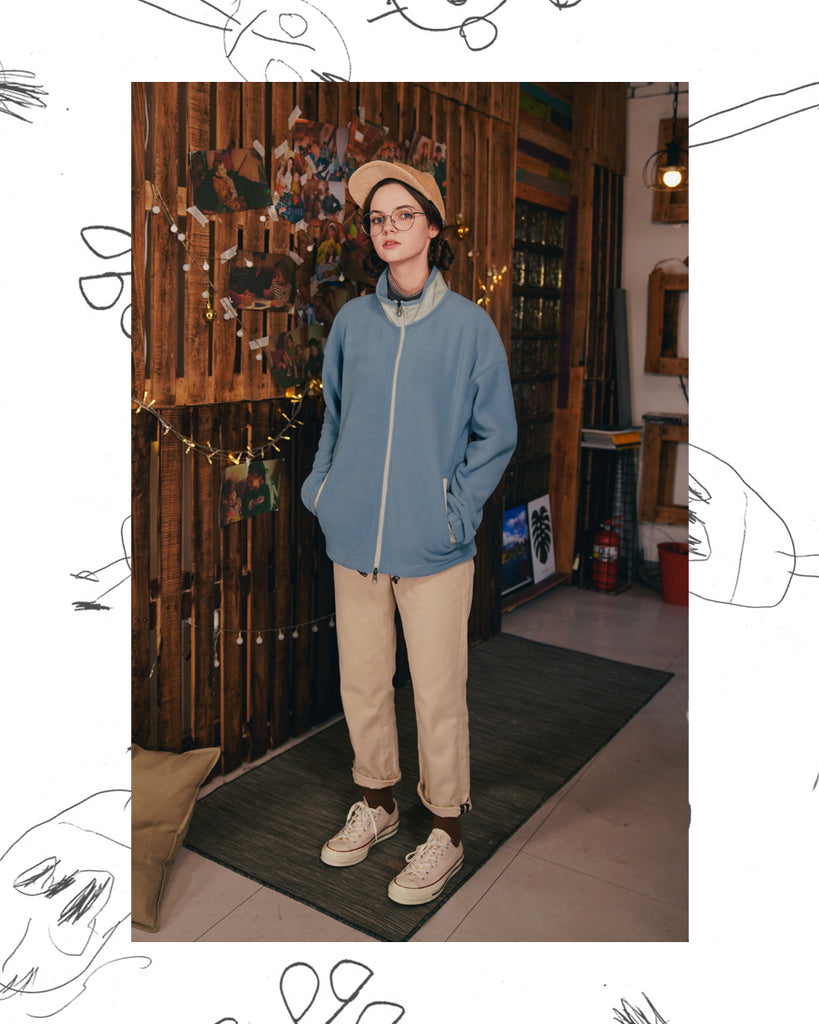 ダブルユーブイプロジェクト(WV PROJECT) Alvin Fleece Zipup BLUE SYOT7342