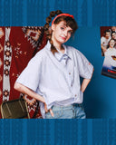 ダブルユーブイプロジェクト(WV PROJECT) THROUGH STRIPE SHIRT BLUE SYSS7273