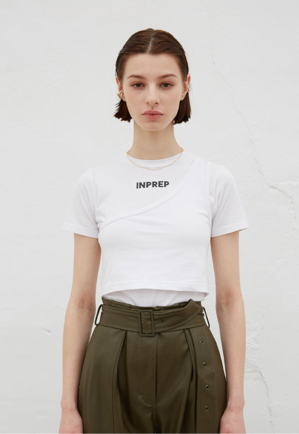 INPREP (インプレップ)DOUBLE LAYERED CROP TOP (WHITE)