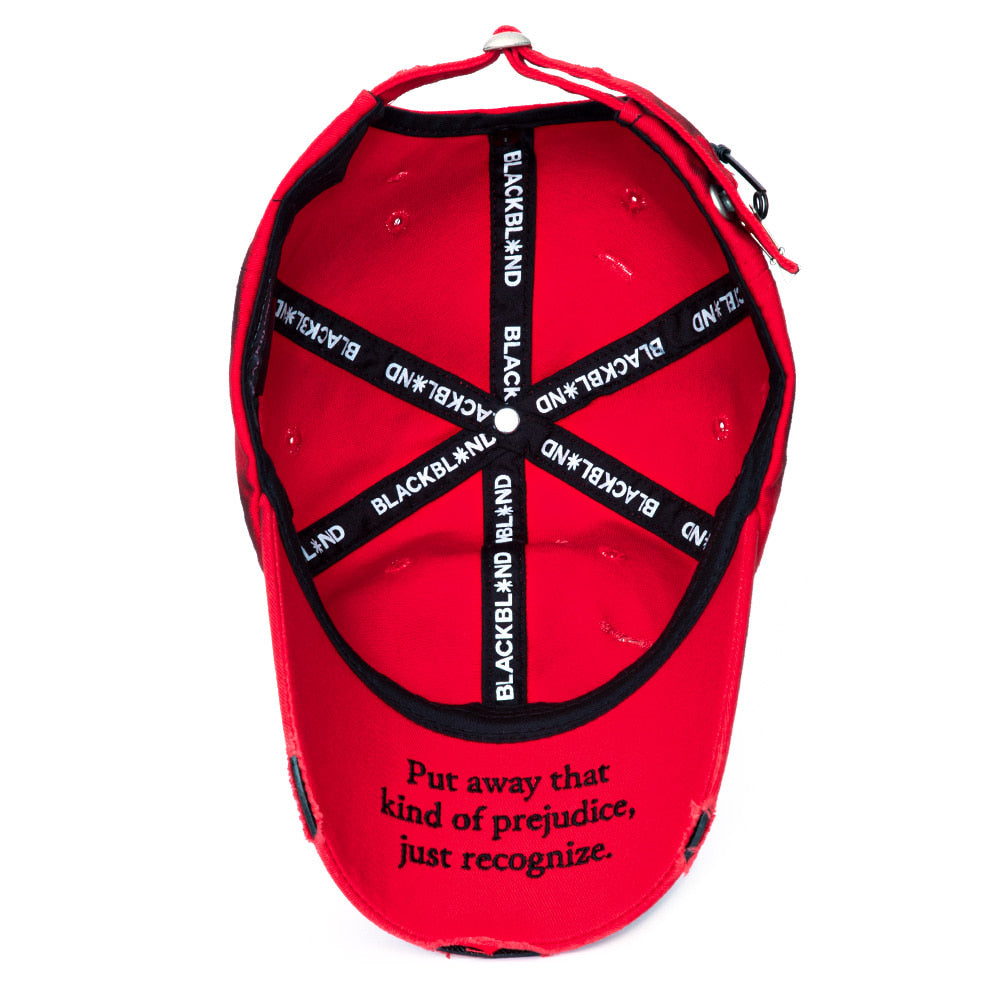 ブラックブロンド(BLACKBLOND) BBD Ripped Sprayed Custom Covered Logo Cap (Red)