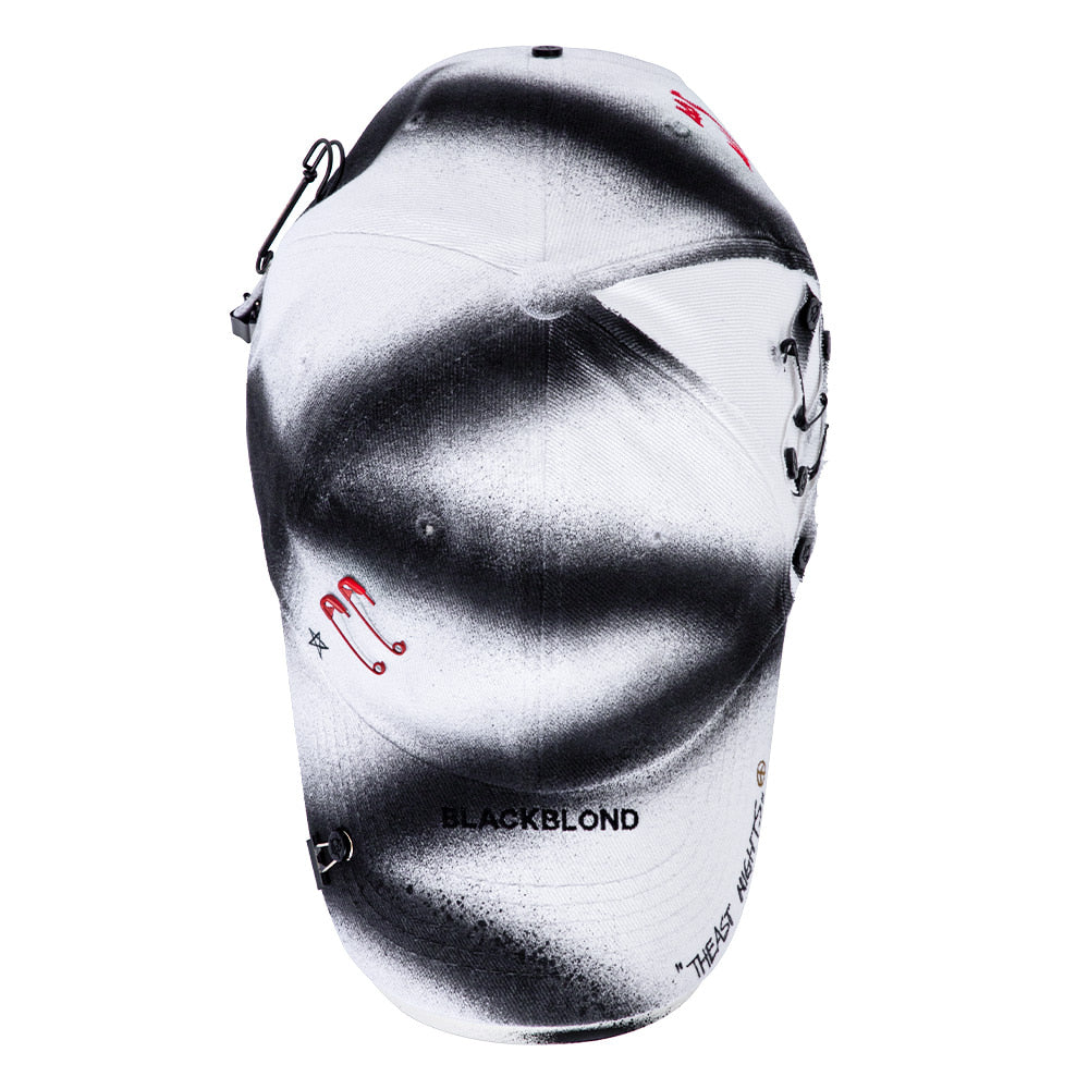ブラックブロンド(BLACKBLOND) BBD Theast Sprayed Custom Double Visor Cap (White)