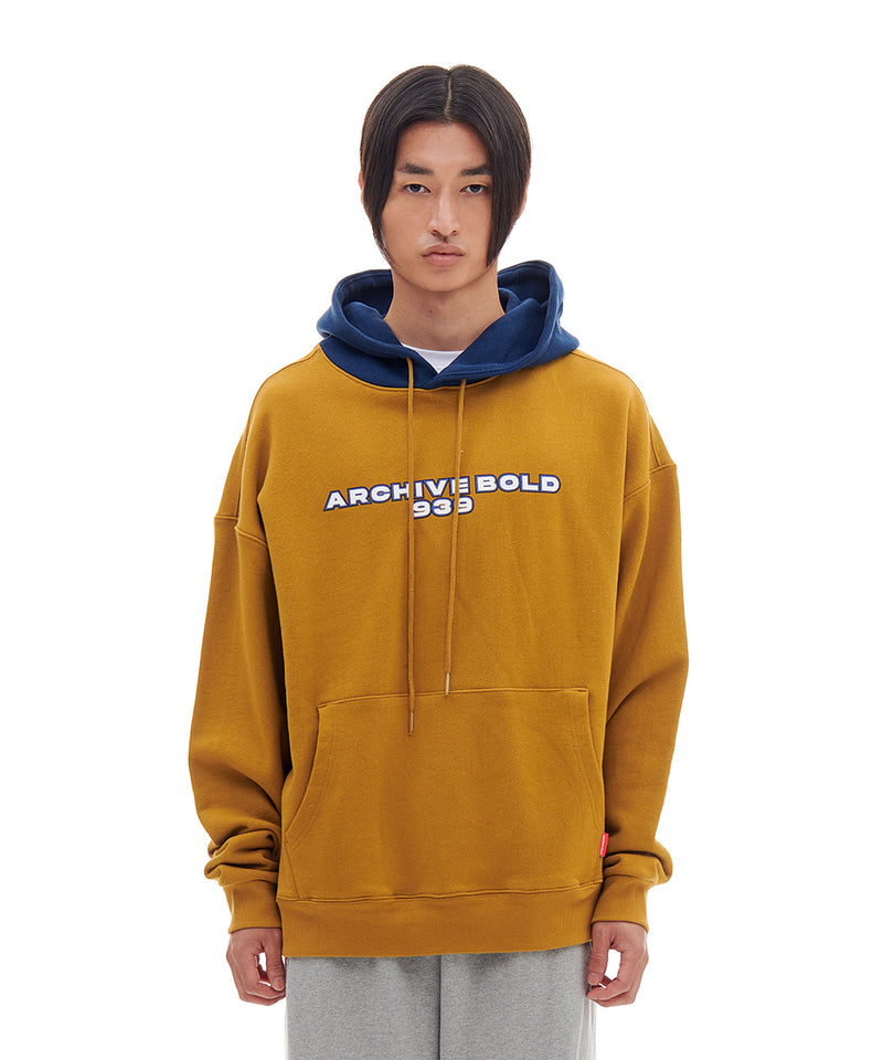 ARCHIVE BOLD (アーカイブボールド) TWO TONE LOGO HOOD (MUSTARD)