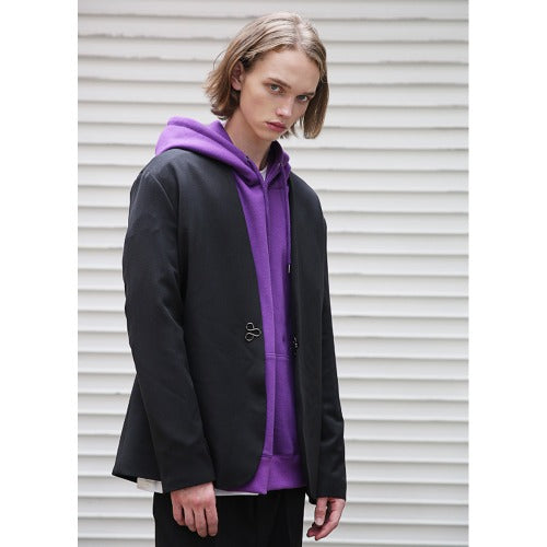 メスノウン(MASSNOUN) COLLARLESS HOOK JACKET MFEJK003-BK