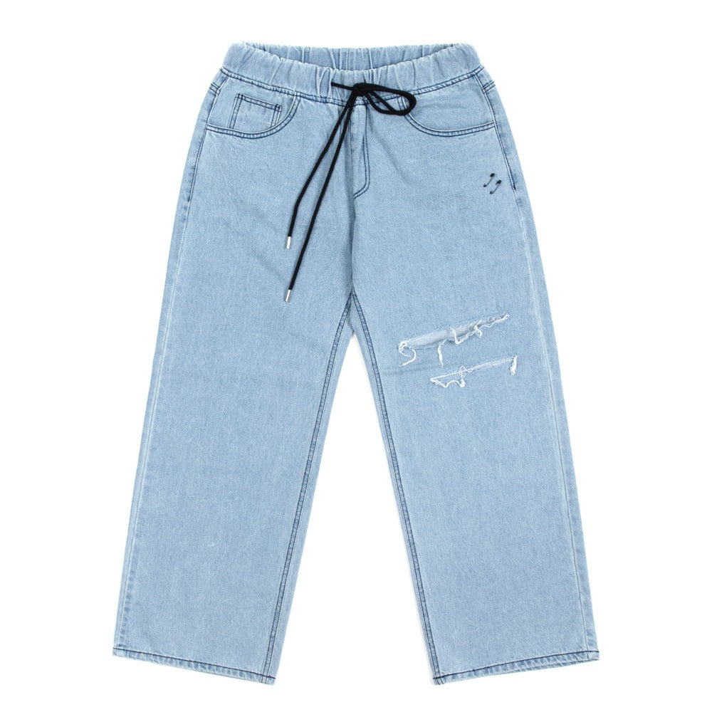 ブラックブロンド(BLACKBLOND) BBD Basic Drawstring Overfit Denim Pants (Light Blue)
