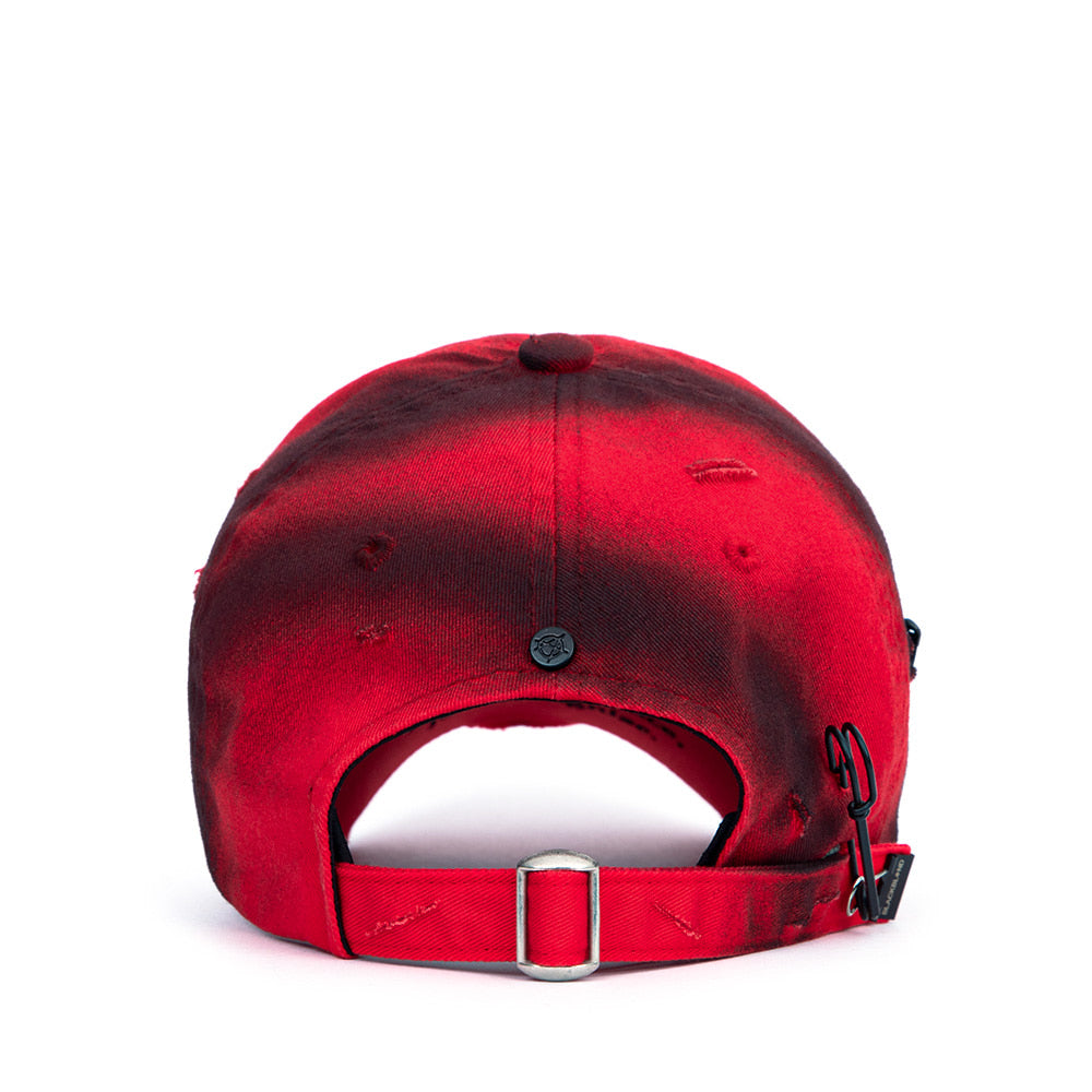 ブラックブロンド(BLACKBLOND) BBD Ripped Sprayed Custom Covered Logo Cap (Red)