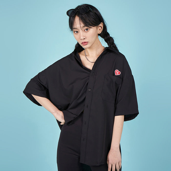 VARZAR(バザール) Heart Logo Silky Over Fit Half Shirts (2color)