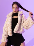 BABLETWO  (ビーエーブルトゥー)        Leopard Crop Fur Jacket (WHITE)