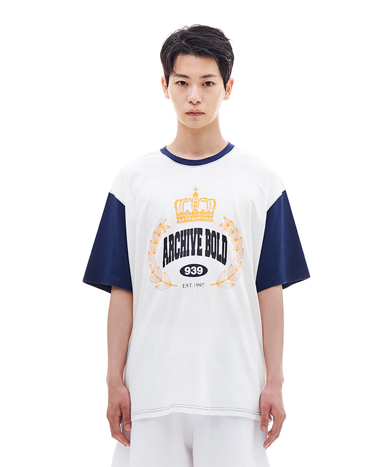 ARCHIVE BOLD (アーカイブボールド) CROWN OVERSIZED T-SHIRTS (NAVY)