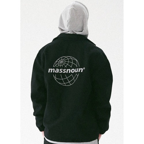 メスノウン(MASSNOUN) GLOBE SCOTCH LOGO COACH JACKET MFVJK003-BK