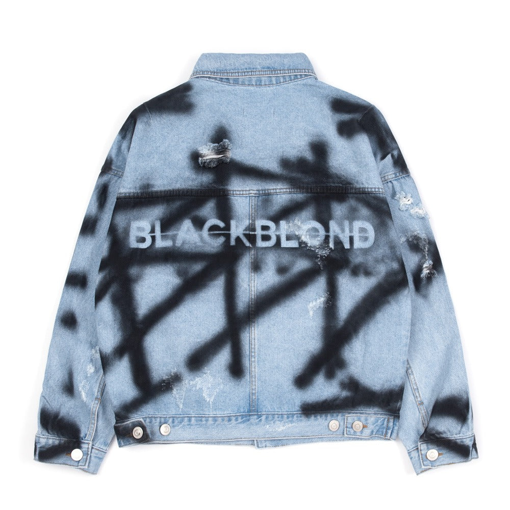 ブラックブロンド(BLACKBLOND) BBD Sprayed Custom Denim Jacket (Light Blue)