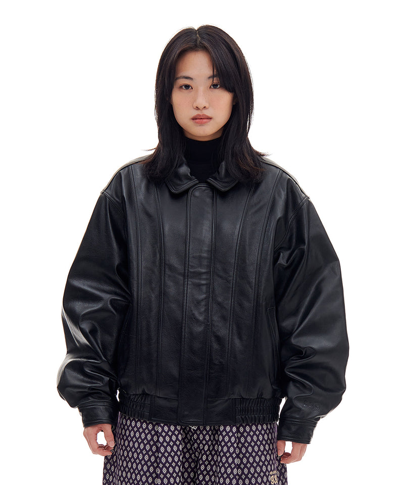 ARCHIVE BOLD (アーカイブボールド) LEATHER ZIP JACKET (BLACK)