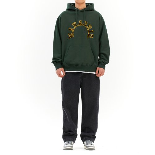 mahagrid (マハグリッド)     ROUND LOGO APPLIQUE HOODIE GREEN (MG2DSMM400A)