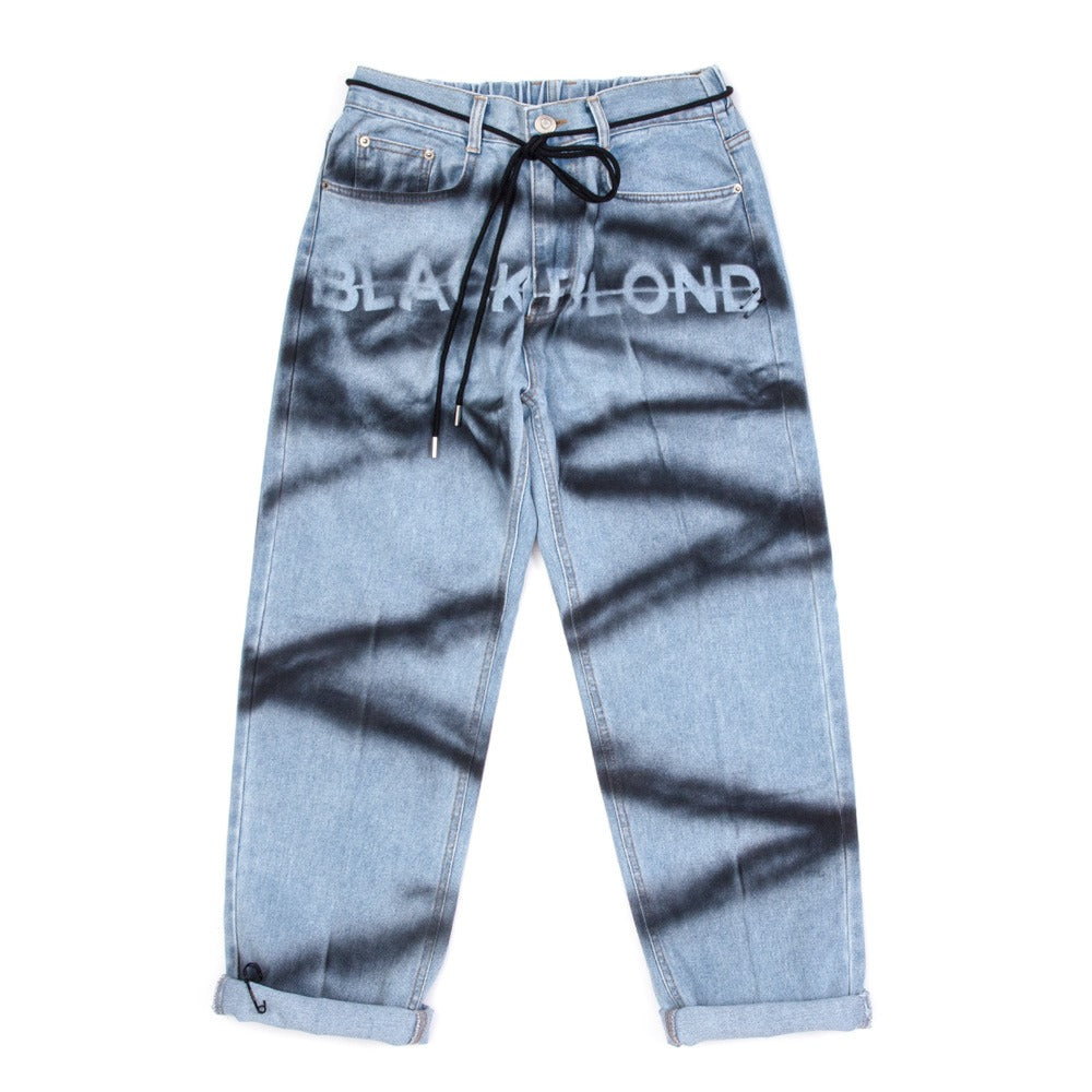 ブラックブロンド(BLACKBLOND) BBD Sprayed Custom Denim Pants (Light Blue)