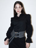 BABLETWO  (ビーエーブルトゥー)        Puff Corset Shirts (BLACK)
